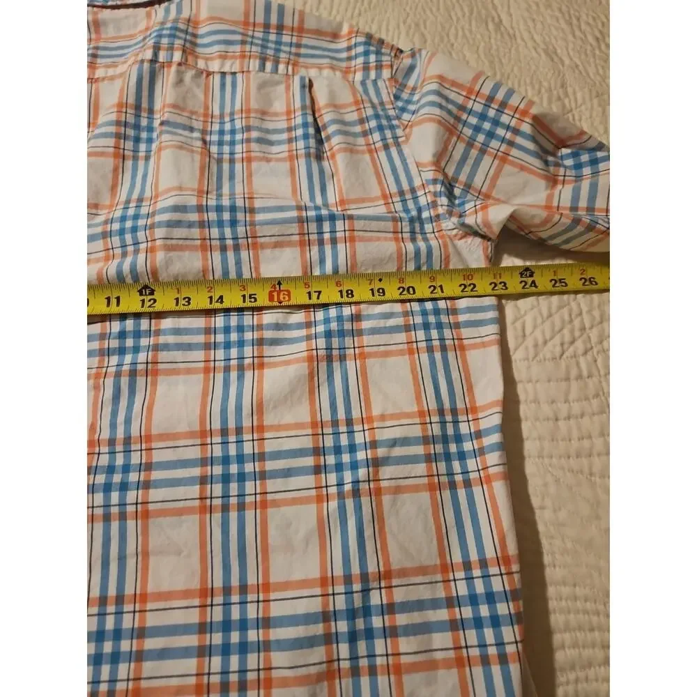 J.Crew Shirt Men's Large Orange Blue Check Button-down Cotton